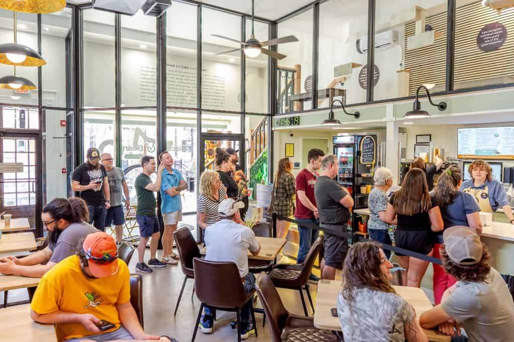 Crowded Café Floor at Biscuits and Beans